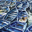 Blue Boats in Essaouira, Morocco